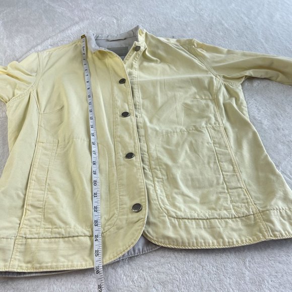 VTG Columbia Denim Jean Jacket Womens Size L Yellow Button Up Pockets Outdoors - Picture 6 of 16